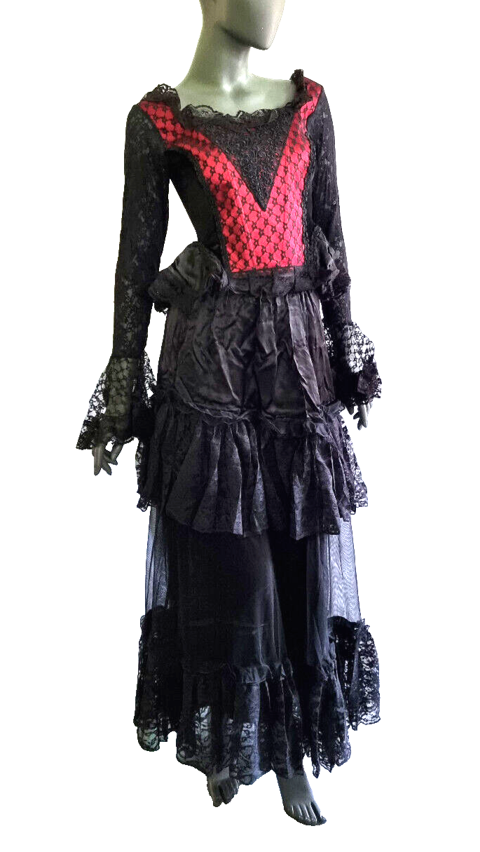 Maxirock Gothic Victorian Punk Larp Tüll Stufenrock Gr.38-46 freesize