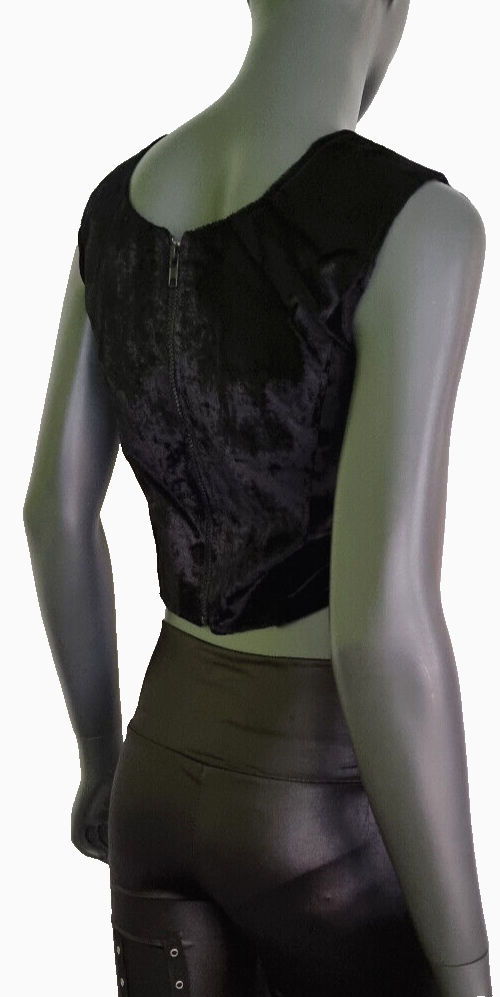 Corsagentop Schnürung Samt Spitze Gothic Punk victorian schwarz Gr. 36-40