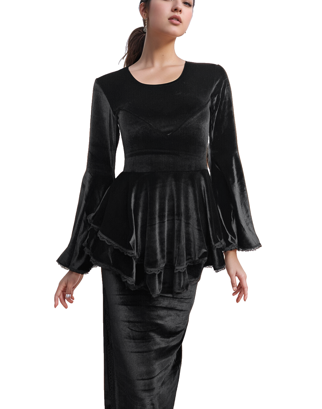 SamtTunika Gothic Witch Medieval Victorian schwarz Larp Gr.38-42