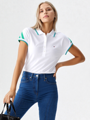 Zeige Bild Tommy Hilfiger Regular Fit Cap Sleeve Polo weiss grün Gr.2XL 3