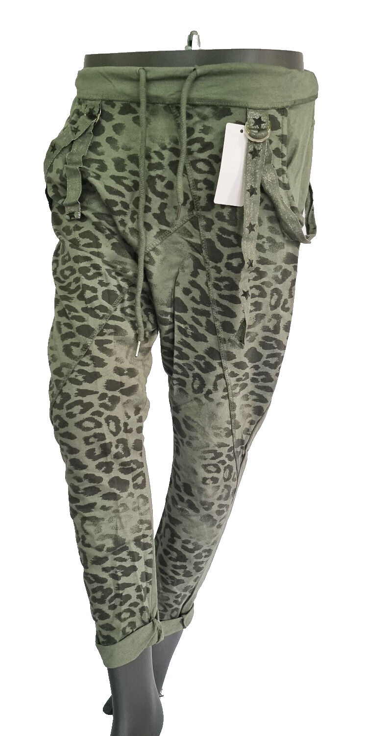 Jogpants Italy Freizeithose Schlupfhose Leopard Harem Boyfriend Gr.34-38 onesize