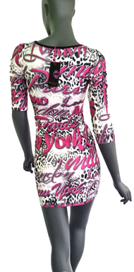 Melrose MiniKleid Grafik Kleid Nieten Longshirt Cityprint Leopard Gr. 34-40