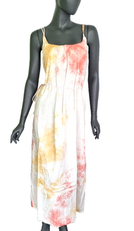 Mustang Style Fibi Maxikleid Batik lässig weiss lachs gelb Gr.42