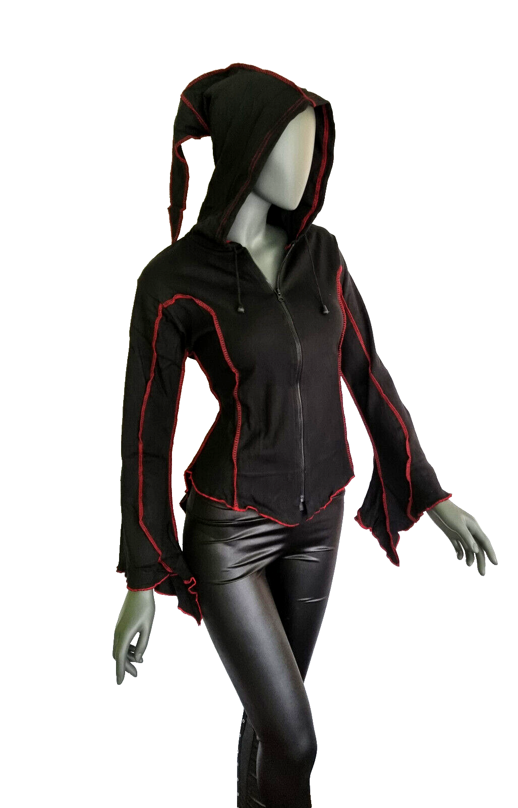 Gugel Shirtjacke Goa Ethno Boho Medieval Hippie rot Gr.S/M