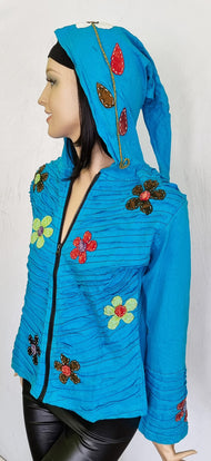 Gugel Razor Cut Patchwork  Nepal Goa Ethno Flower Power Vintage Gr.34-38 onesize