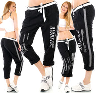 Joggpants Baggyhose Print Leinenhose mit Gürtel Gr.34-38