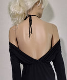 Zeige Bild Sexy Jerseykleid Raffung tiefer Ausschnitt Neckholder rückenfrei Gr.36/38 4