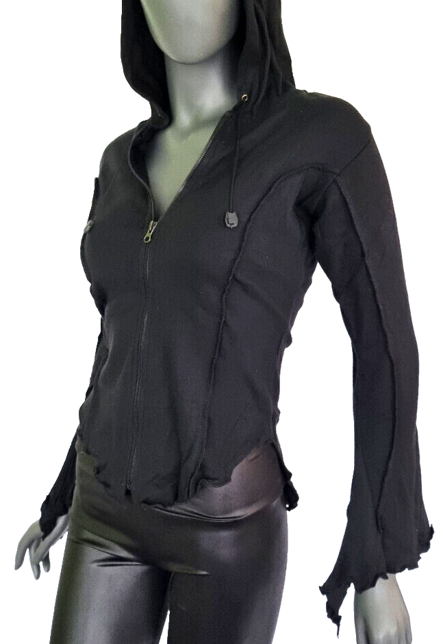 Gugel Shirtjacke Goa Ethno Boho Medieval Hippie schwarz Gr.S/M