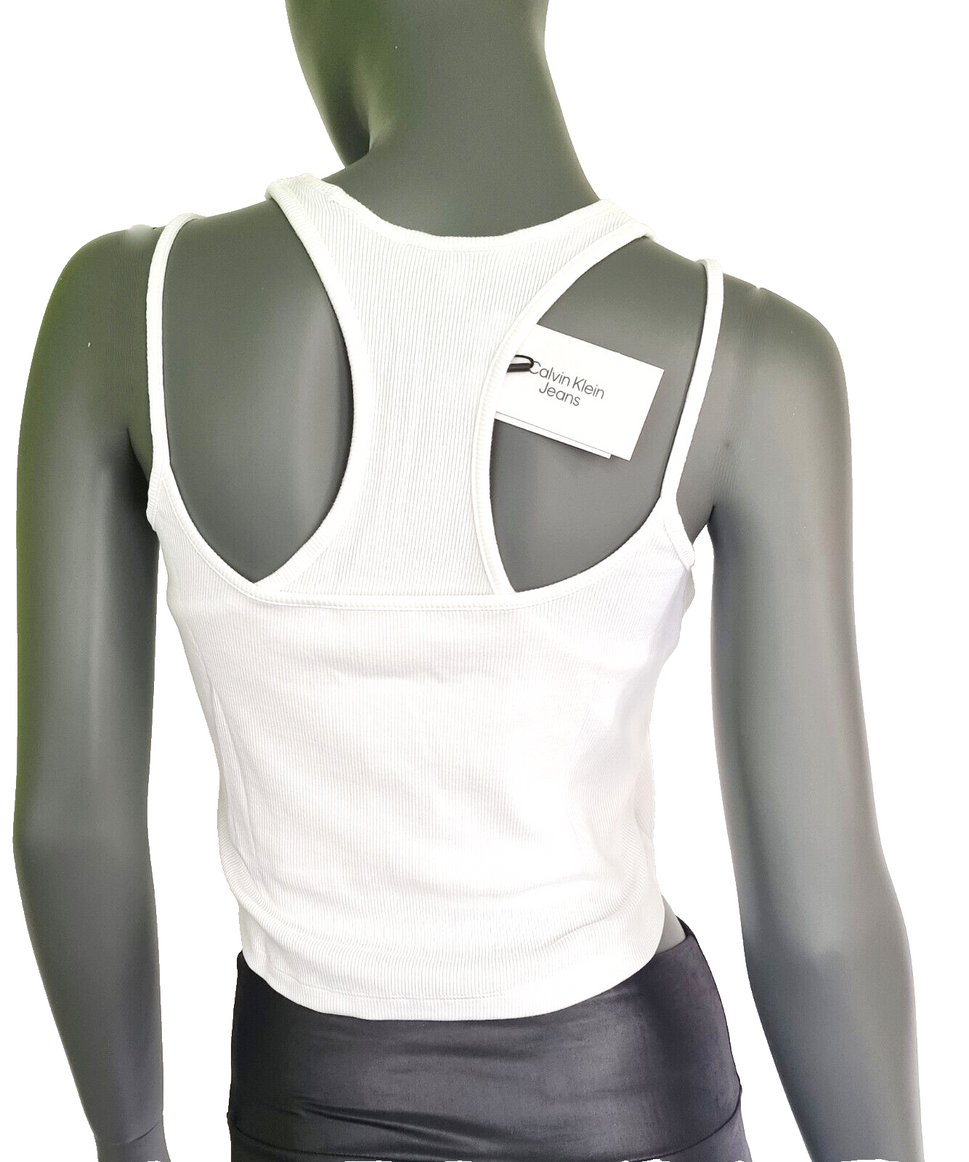 Calvin Klein Badge Rib double Layer Top crop black Gr.XXXL 44-46