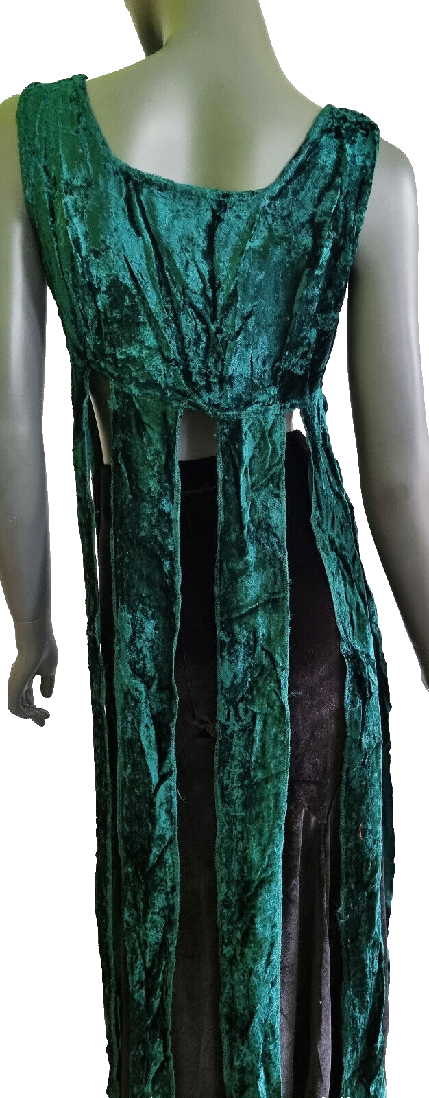 Samt Longtop Zipfel Überkleid grün Pixie Gothic Boho Gr.34-38