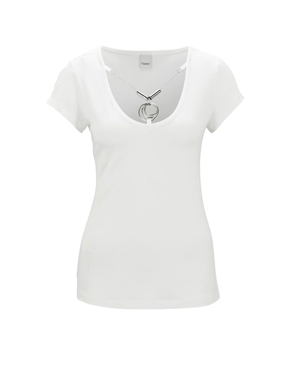 Stretch-Shirt mit Kette weiss silber Gr.34-44