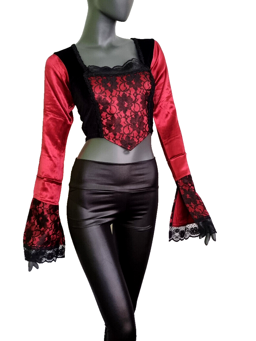 Miedertop Samt Spitze Gothic  victorian barock bordeaux Gr. 34-38