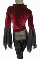 Zeige Bild SamtBluse  Gothic Larp dark Witch Medieval Mieder Vampir Stehkragen Gr.34-38 3