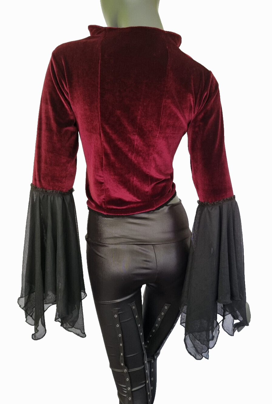 SamtBluse  Gothic Larp dark Witch Medieval Mieder Vampir Stehkragen Gr.34-38