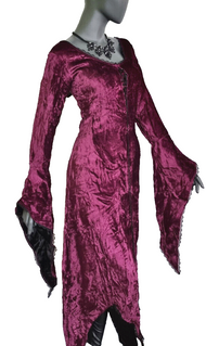 Bäres Zipfel Samtkleid Maxikleid Mittelalter Gothic Witch bordeaux-rot Gr.42 -44