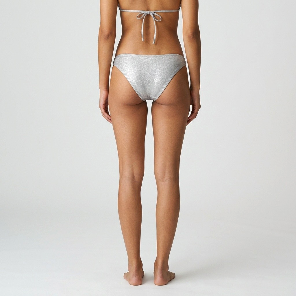 DIESEL Bikini Bottom Irina stretch silber glänzend mit Metall-Logo Gr.S