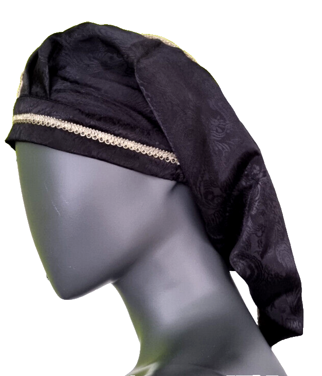 Mittelalter LARP Haube Brokat beige Gugel Zipfelmütze Erwachse