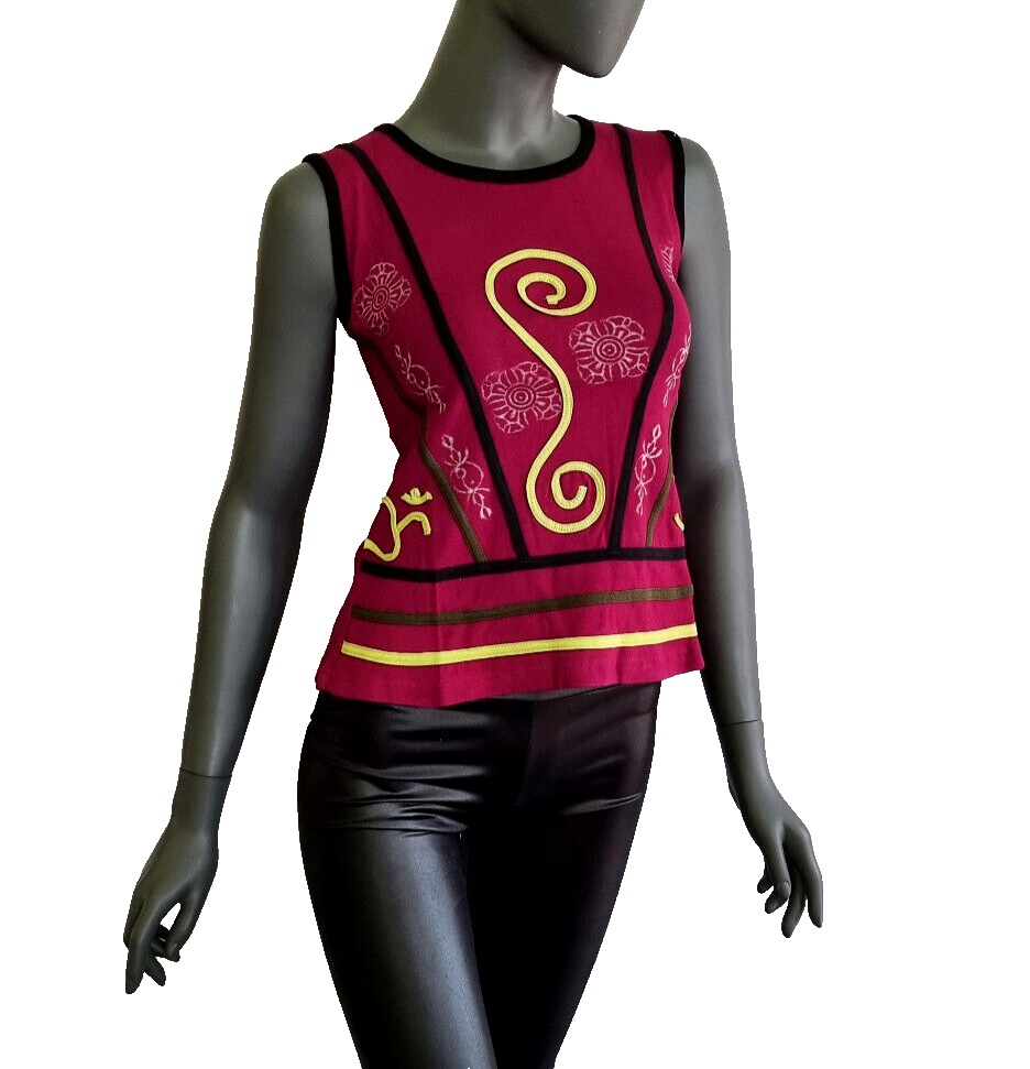 Nepal Ethno Damen Top  Flower Hippie Boho bordeaux Gr. 36/38 onesize