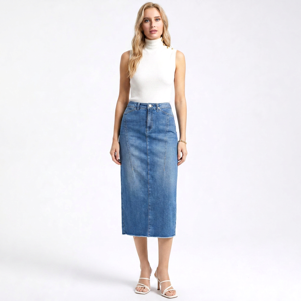 Marc Cain Jeansrock Trip to France Midi blau Gr.2/36