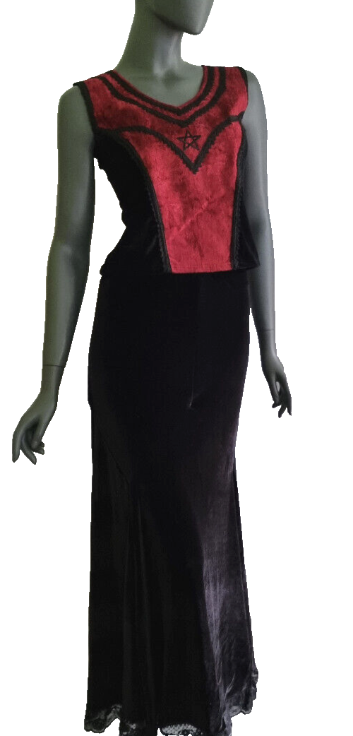 Corsagentop Schnürung Samt Pentagramm Gothic Punk Medieval Witch schwarz Gr. M36