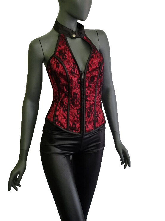 Neckholder Spitzen Corsagen-Top Rockabilly Gothic Party Gr. L /36