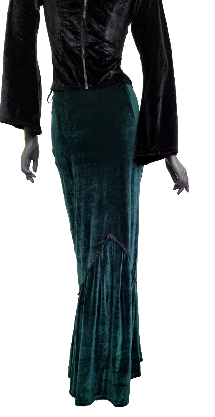 Bäres Maxirock  Samt  victorian gothic Pixie grün Gr.36/38
