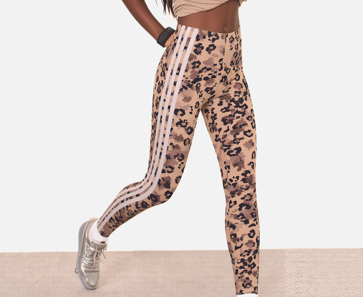 Adidas Leggings Animal 3-Stripes beige Gr.S/34-36