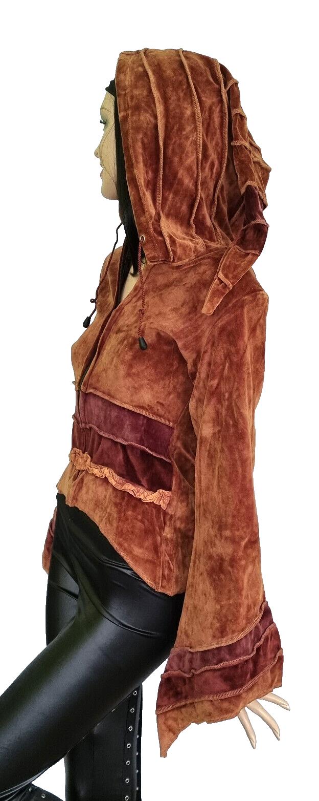 Gugel Zipfeljacke Samt Vintage Look Goa Ethno Gothic Medieval Hippie Gr.34/36