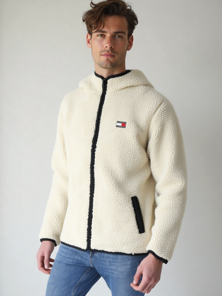 Tommy Jeans BADGE ZIP unisex Teddyjacke Plüsch Übergangsjacke Gr.XL