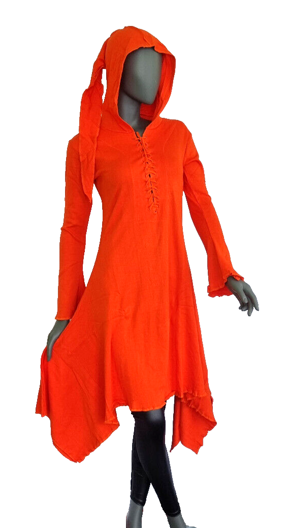 Gugel ZipfelKleid Medieval Gothic Ethno Hippie Witch Pixie Gr.S/M, L/XL