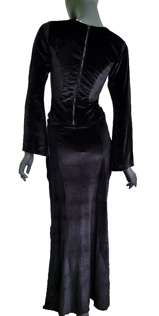 Bäres Samtshirt langarm Corsagenlook Raffung Gothic Viktorian schwarz Gr.36/38