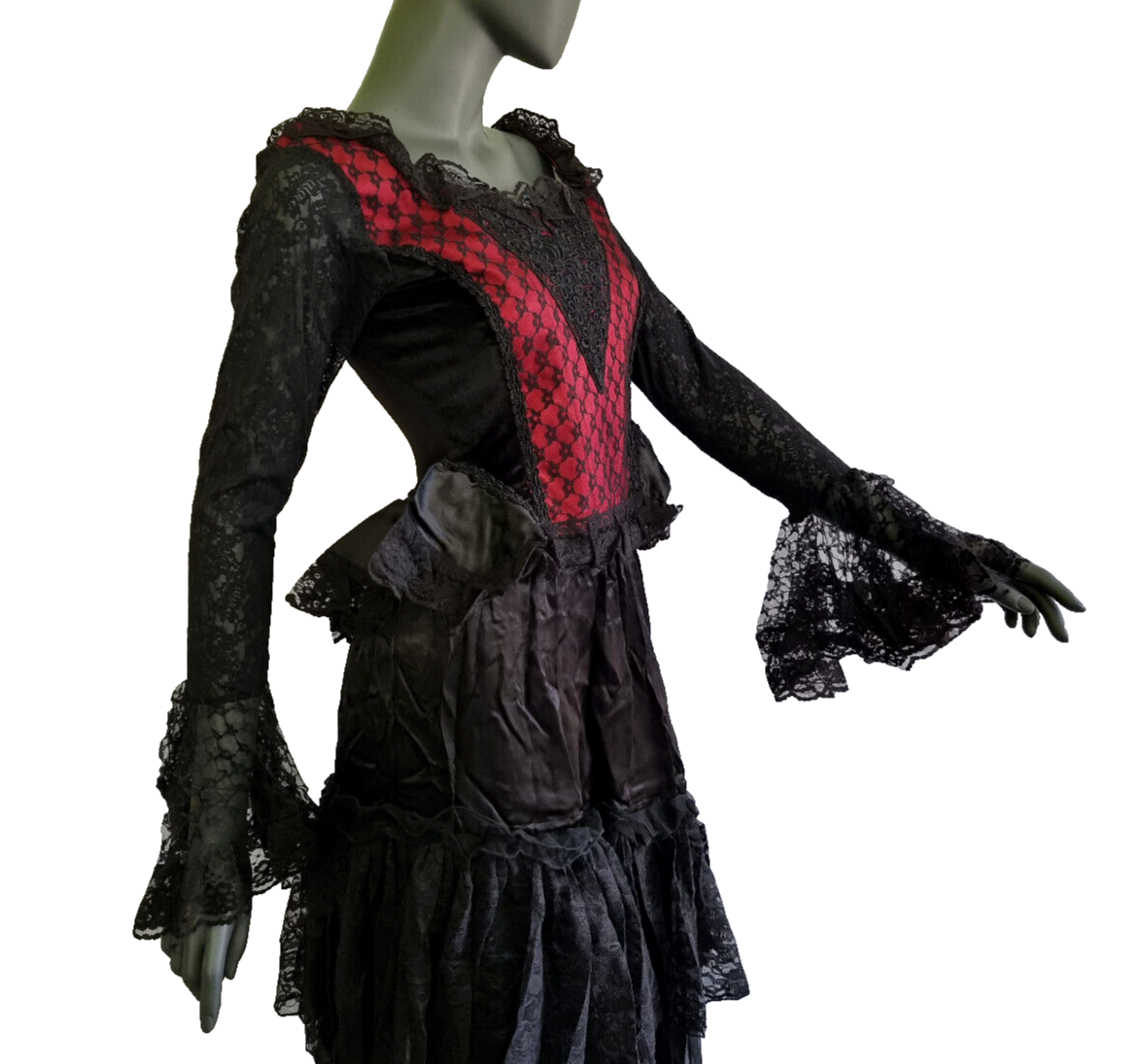 Corsagentop Gothic Larp dark Witch Medieval Miederbluse Spitze victorian 36/38
