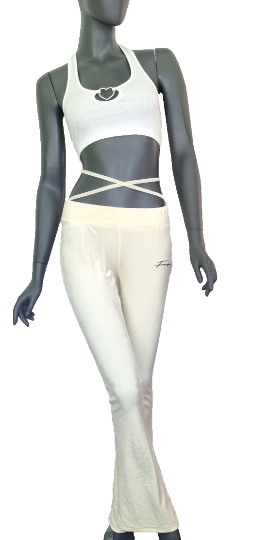 Fubu Signature Nickihose Flared Bindeband Gr creme vanille S-XL