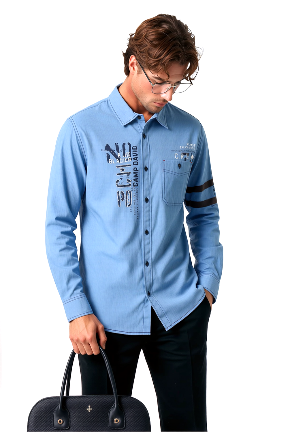 CAMP DAVID Hemd blau Printed Gr.XL