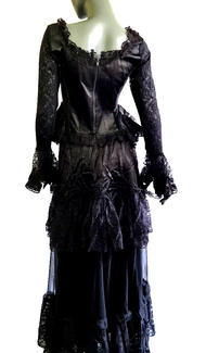 Maxirock Gothic Victorian Punk Larp Tüll Stufenrock Gr.38-46 freesize