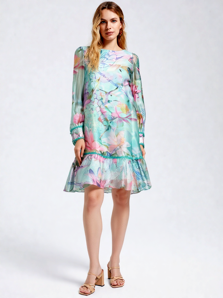 Marc Cain Dew Drop Dress Floral Ballonärmel Gr.3/38