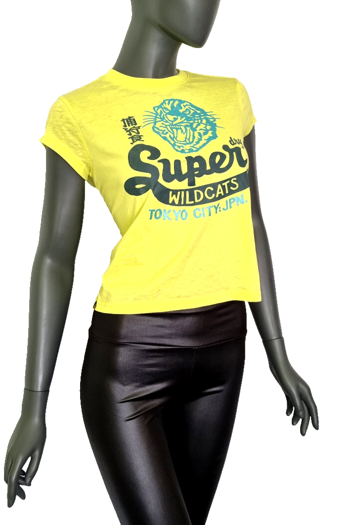 Superdry vintage Wildcats Shirt short cut neon Gr.XL/40