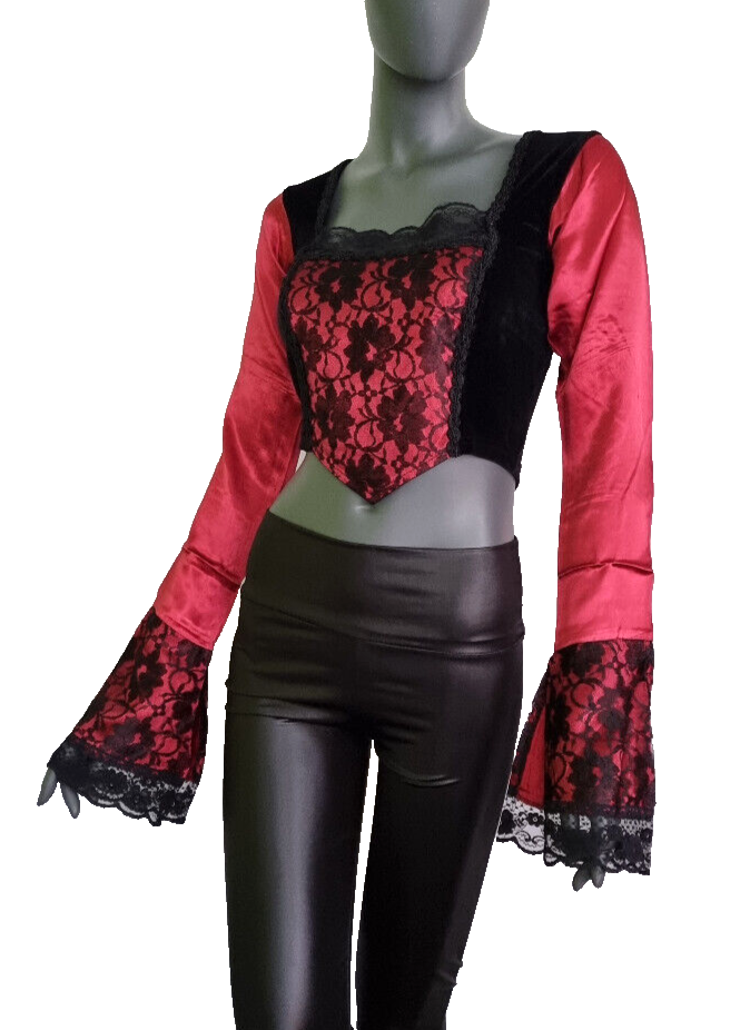 Miedertop Samt Spitze Gothic  victorian barock schwarz Gr. 34-38