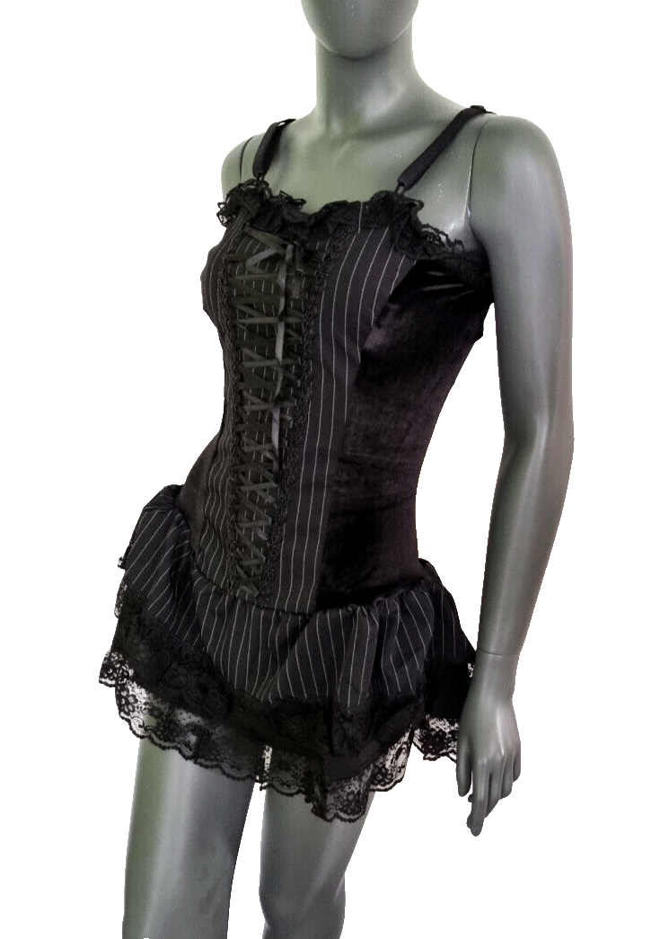 Bäres Corsagenkleid Minikleid Mieder Gothic Punk Victorian Pinstripes Gr.36/38