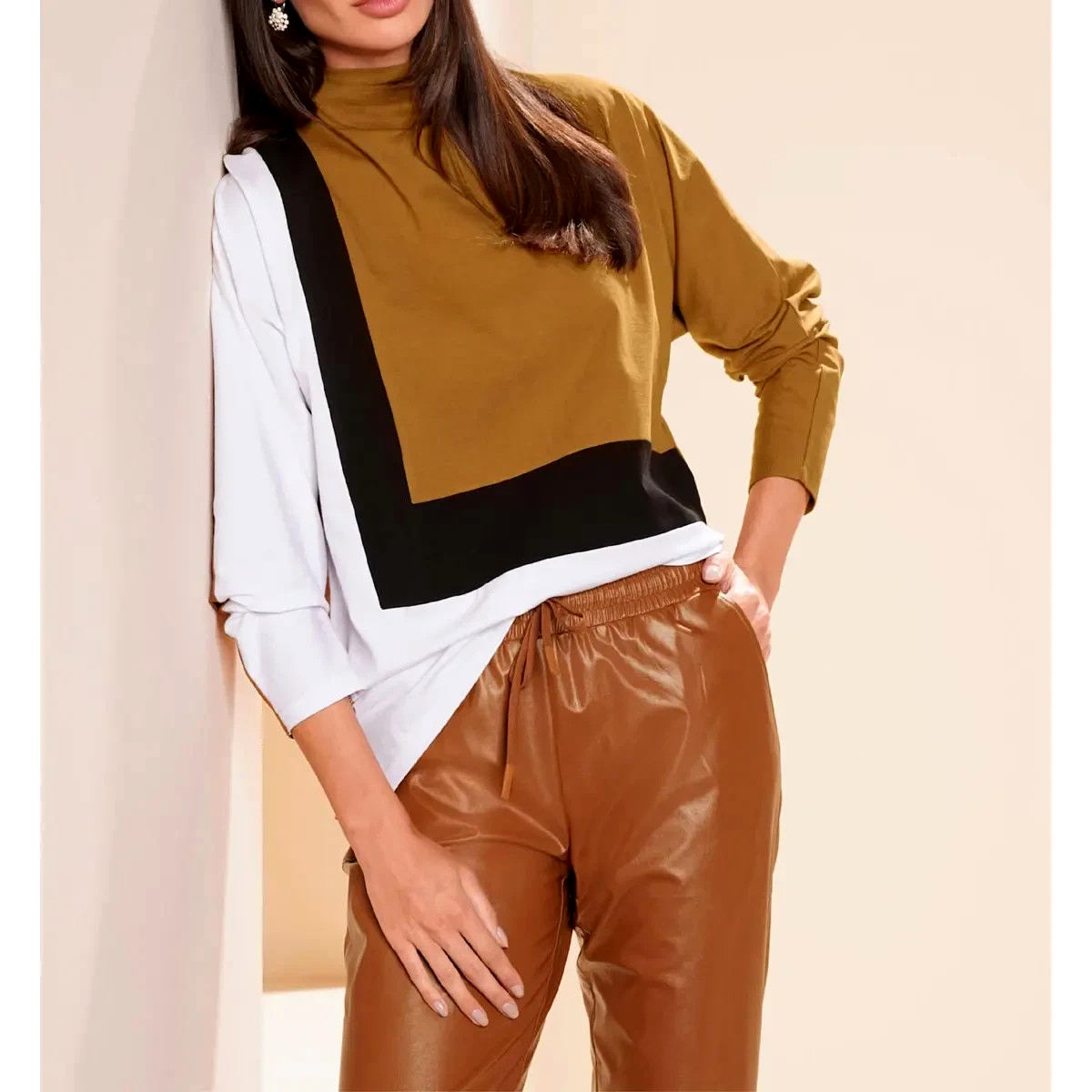 Lederimitat Jogginghose cognac Gr.48