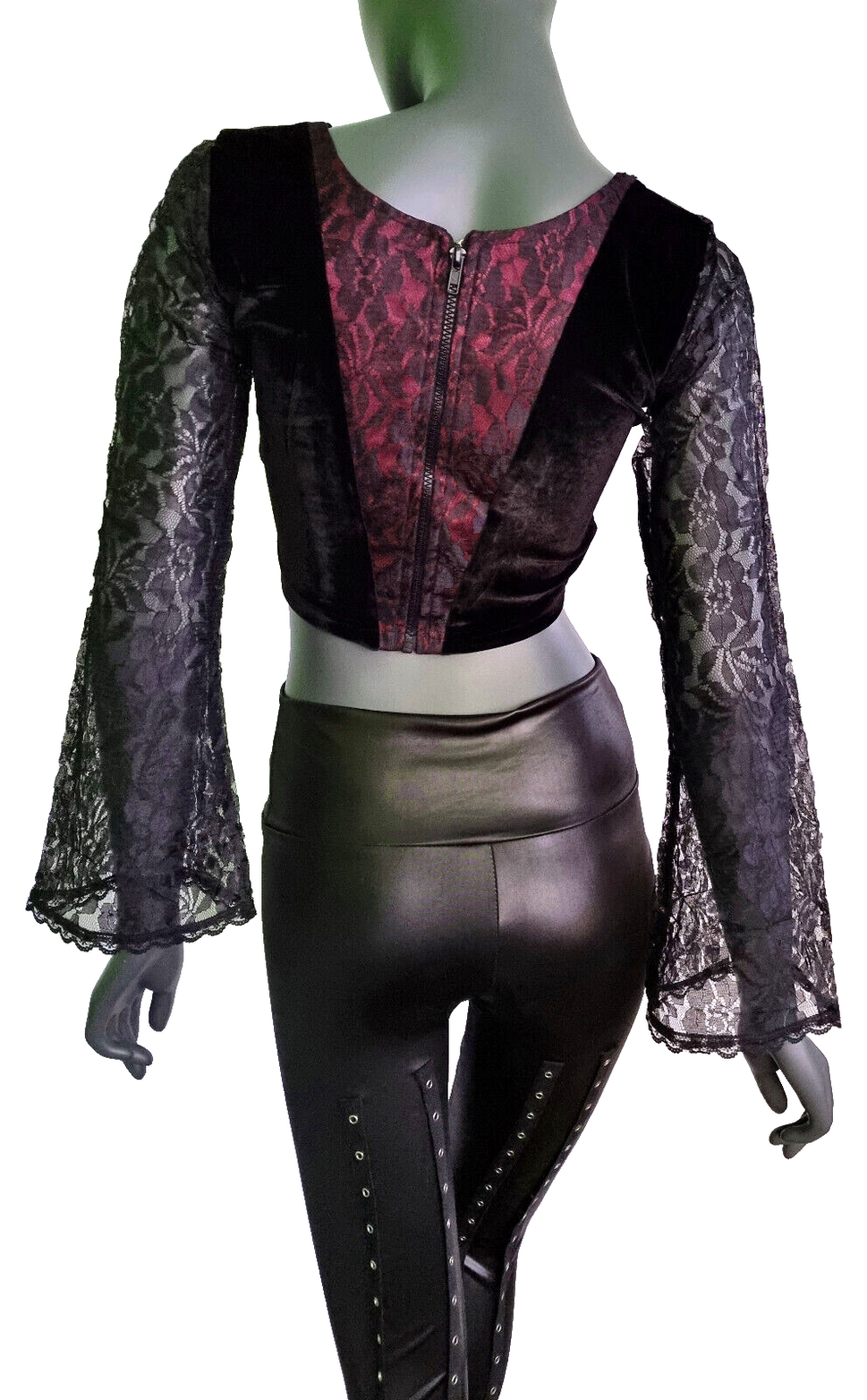 Bäres Kurztop SamtSpitze Gothic Punk Victorian schwarz-violett  Gr.34-38