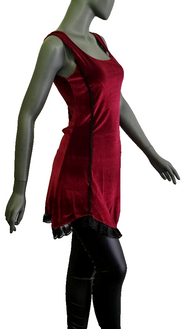 Samtkleid mit Spitze schwarz Gothic Punk Medieval rot Gr.38/40
