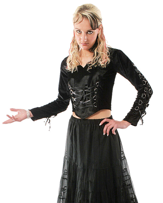 SamtBluse Miederbluse Gothic Larp Witch Punk Medieval schwarz Gr. 34-36