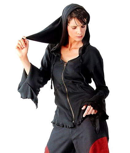 Gugel Zipfel Shirtjacke Schnürung Goa  Gothic Medieval Hippie Witch Gr.40-42