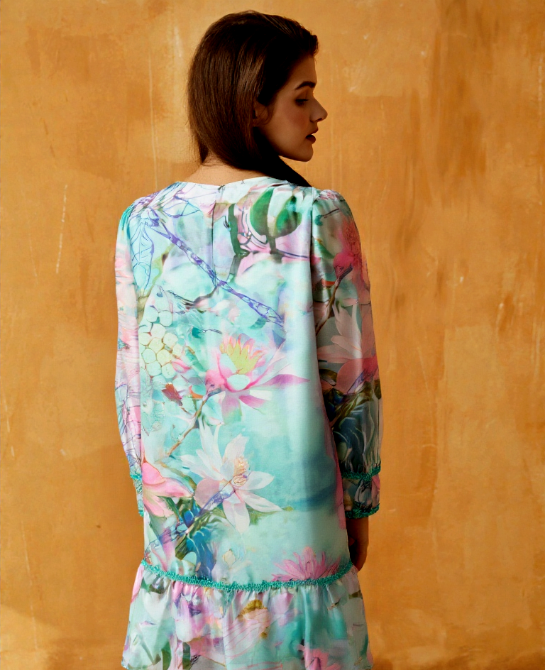Marc Cain Dew Drop Dress Floral Ballonärmel Gr.3/38