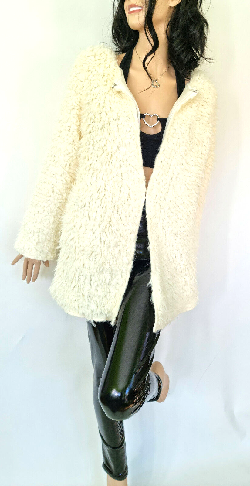 Flauschmantel Soft Übergangsjacke cremeweiss Gr.34-36