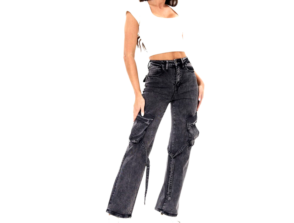 Laulia Damen High Waist Jeans Cargo Pant Gr.S/34