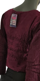 Zeige Bild Kurz-Bluse Boho Hippie Ethno lila bordeaux vintage Gr.34-38 freesize 3
