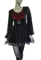 Zeige Bild SamtTunika  Gothic Minikleid Witch Medieval schwarz lila Larp Gr.34-38 4