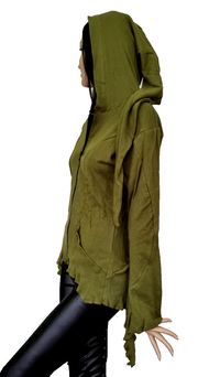 Gugel Zipfeljacke Goa Ethno Medieval Gothic Hippie oliv Gr.34/36
